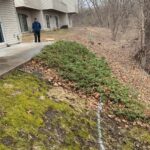 Lines marking where construction will happen for a retaining wall