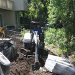Heavy machinery creating a rain garden